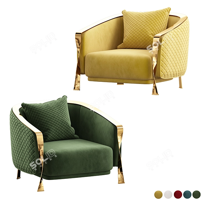 Luxury Italian Armchair by Rugiano 3D model image 6