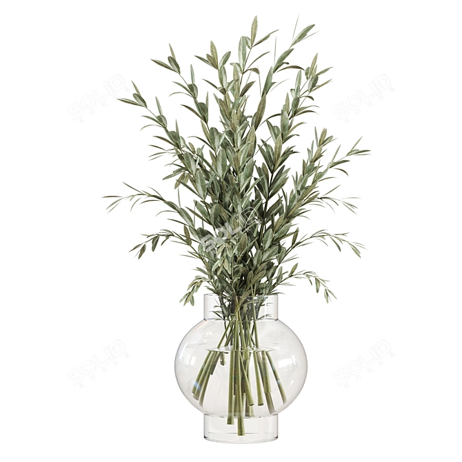 Glass Vase Indoor Plants Bouquet 3D model image 4