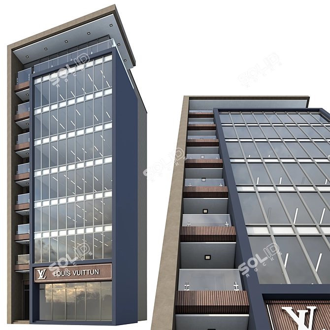 Modern Office Building Architectural Model 3D model image 1