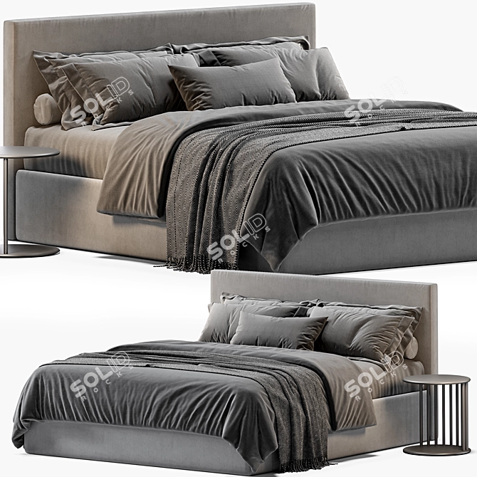 Elegant Flou Notturno Bed Model 3D model image 1