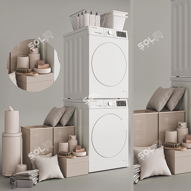 Modern Laundry Room Furniture Set 3D model image 4