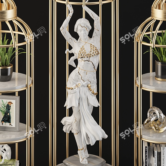 Marble Sibel Dancer Sculpture Set 3D model image 2