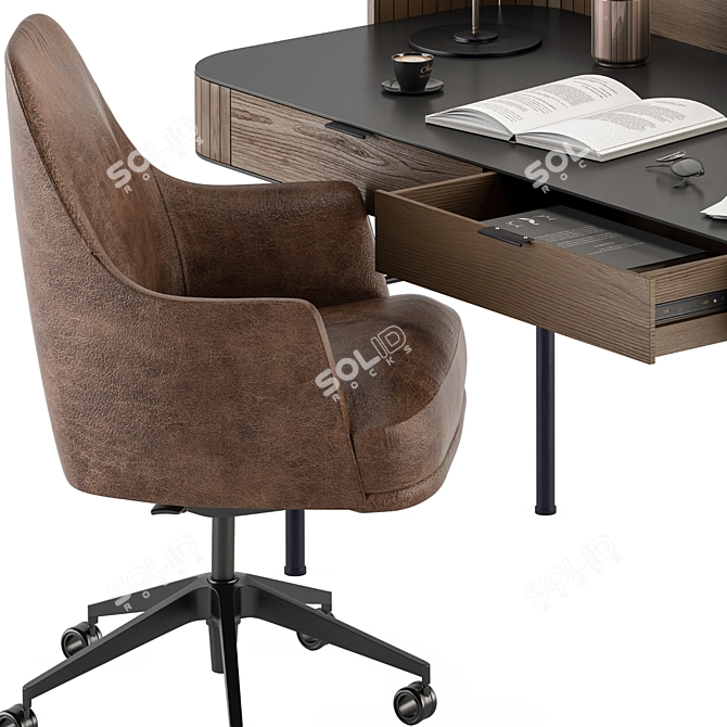 Modern Wood Black Office Table 3D model image 3