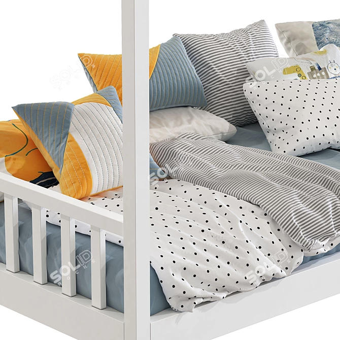 House Bed 3D Model, Twin 3D model image 3