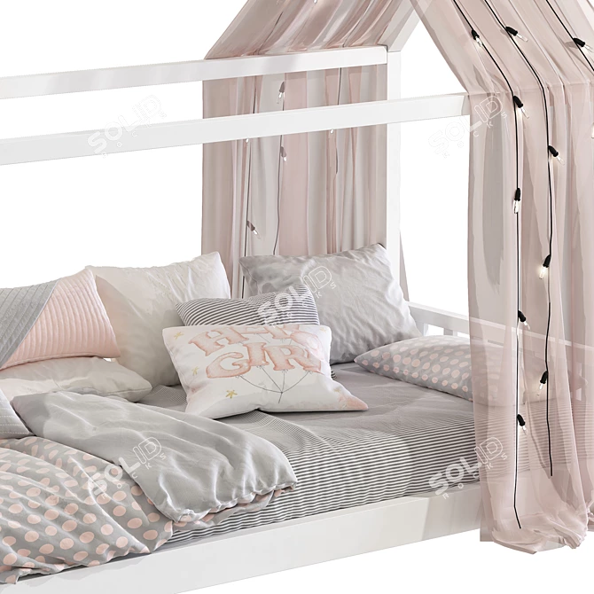 House Bed 3D Model, Twin 3D model image 7