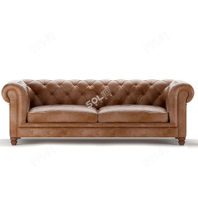 Luxurious 2-Seater Leather Sofa 3D model image 1