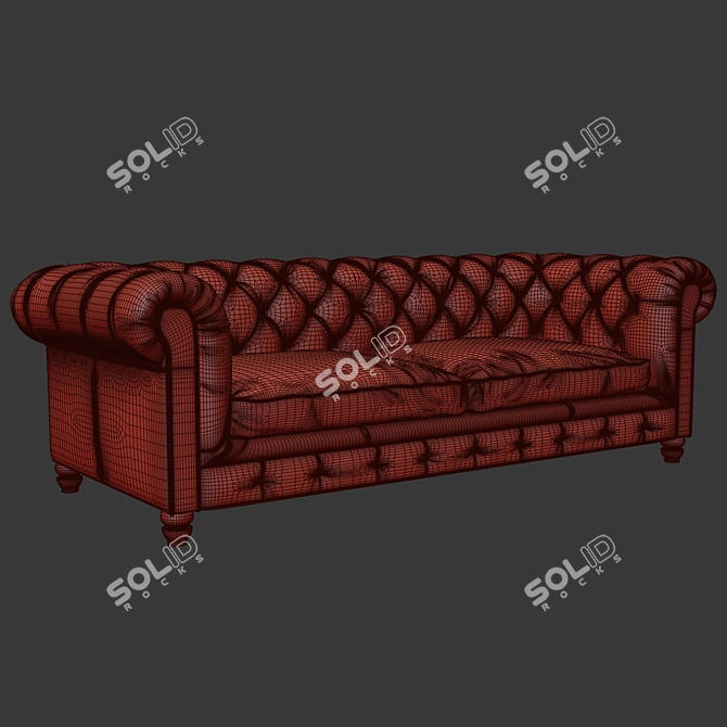 Luxurious 2-Seater Leather Sofa 3D model image 3