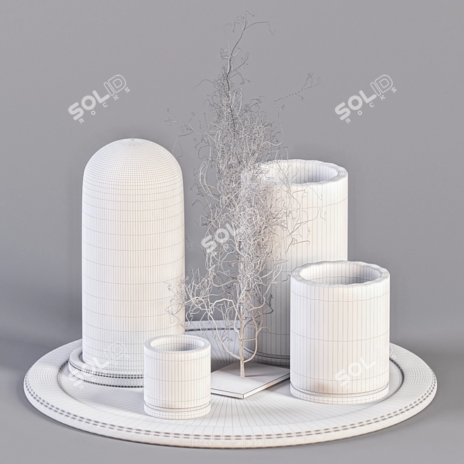 Branches & Candles Decor Set 3D model image 3