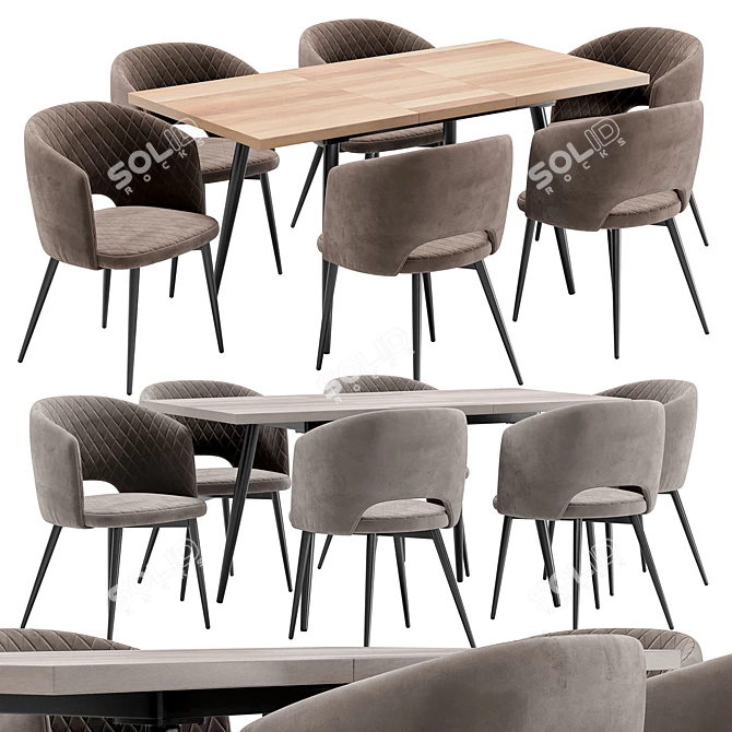 Wind Dining Chair & Stalone Table 3D model image 1