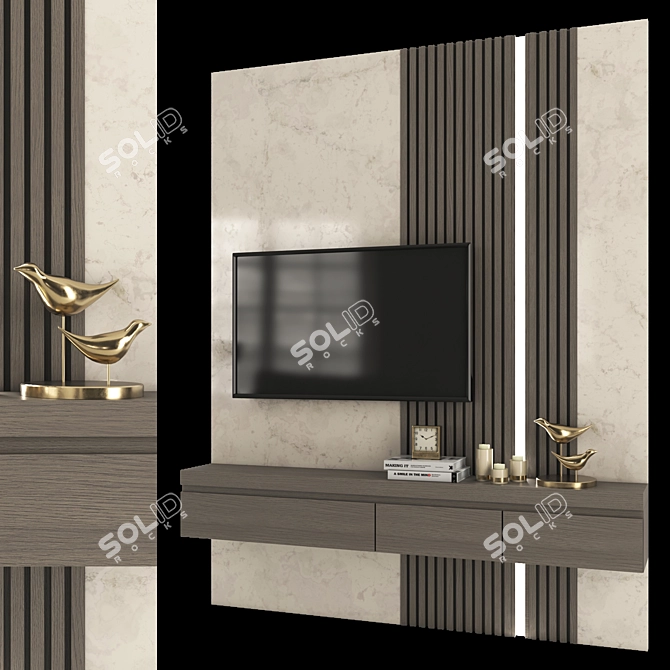 Sleek Modern TV Wall Set 3D model image 3