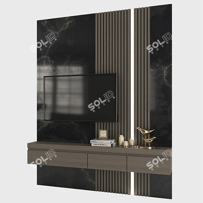 Sleek Modern TV Wall Set 3D model image 4
