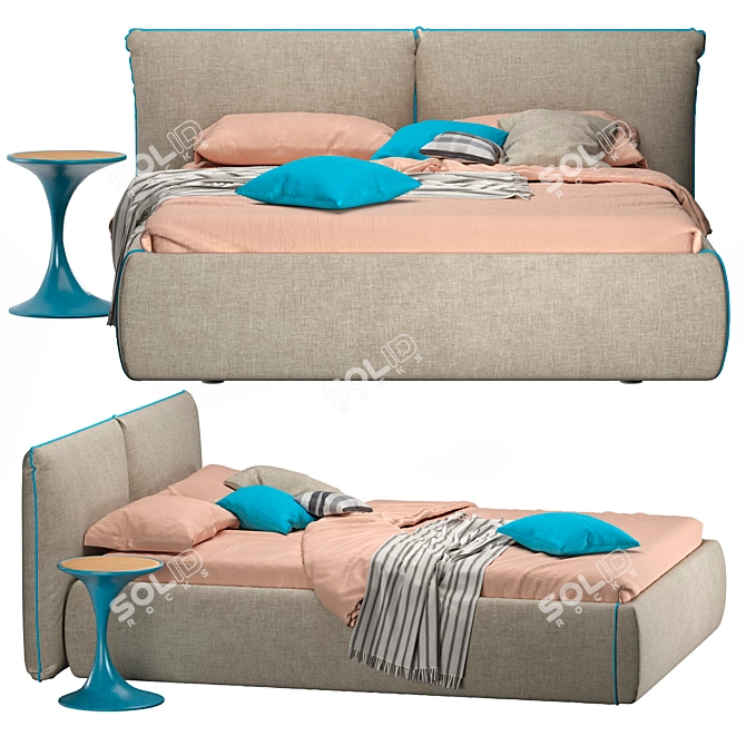 Elegant Joyful Bed Perfect for Comfort 3D model image 2