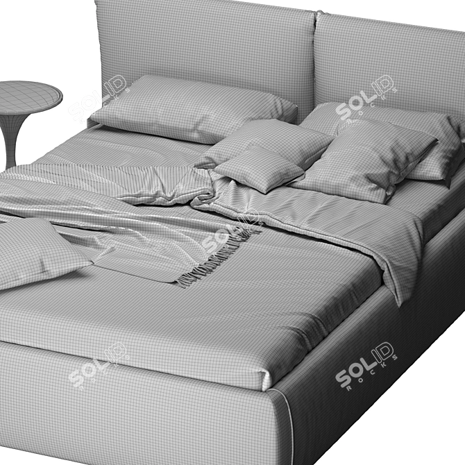 Elegant Joyful Bed Perfect for Comfort 3D model image 4