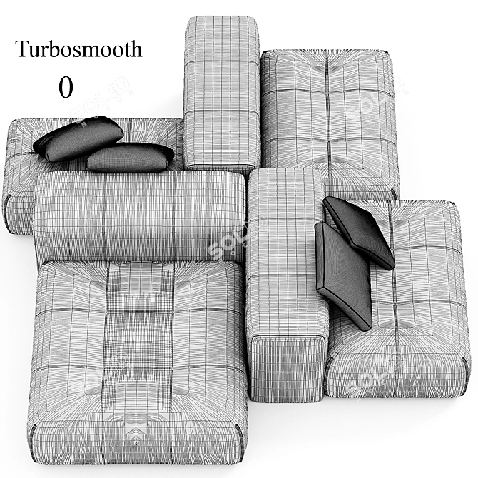 Modern Saba Italia Pixel Sectional 3D model image 5
