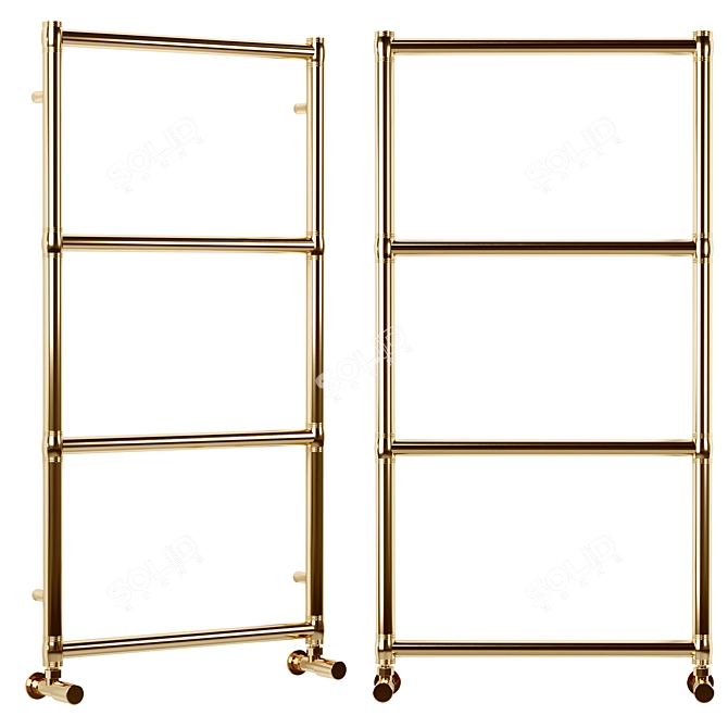 Elegant Gold Heated Towel Rail 3D model image 1