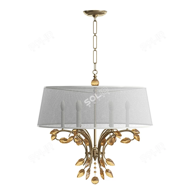 Golden Teak Crystal Chandelier Synergy 3D model image 2