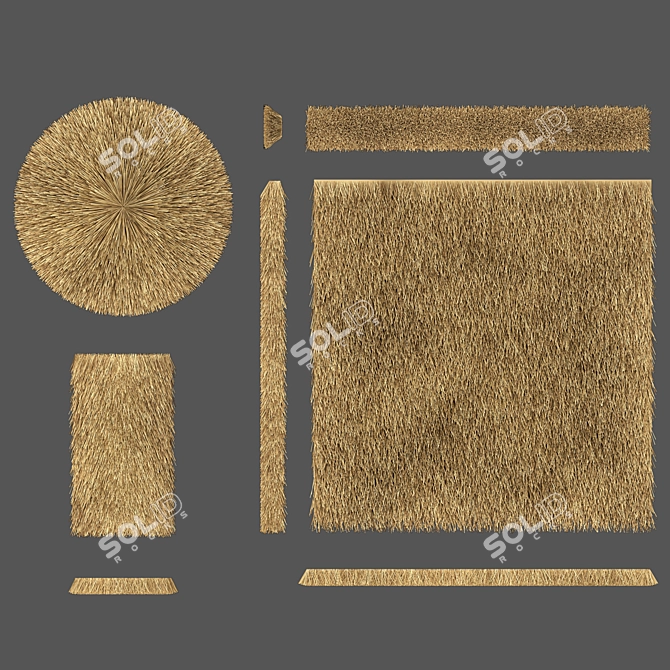 Thatched Roof Set Construction Kit 3D model image 2