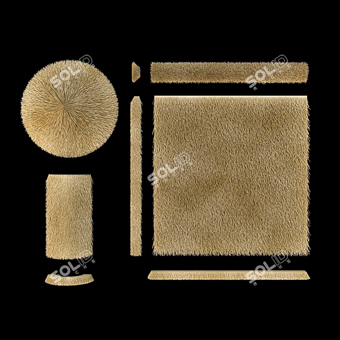 Thatched Roof Set Construction Kit 3D model image 7