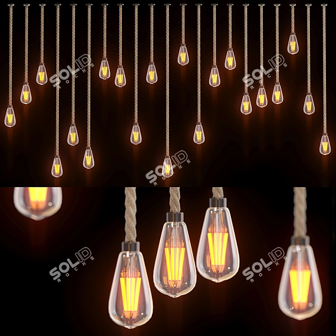 Vintage Edison Pendant Lighting 3D model image 1