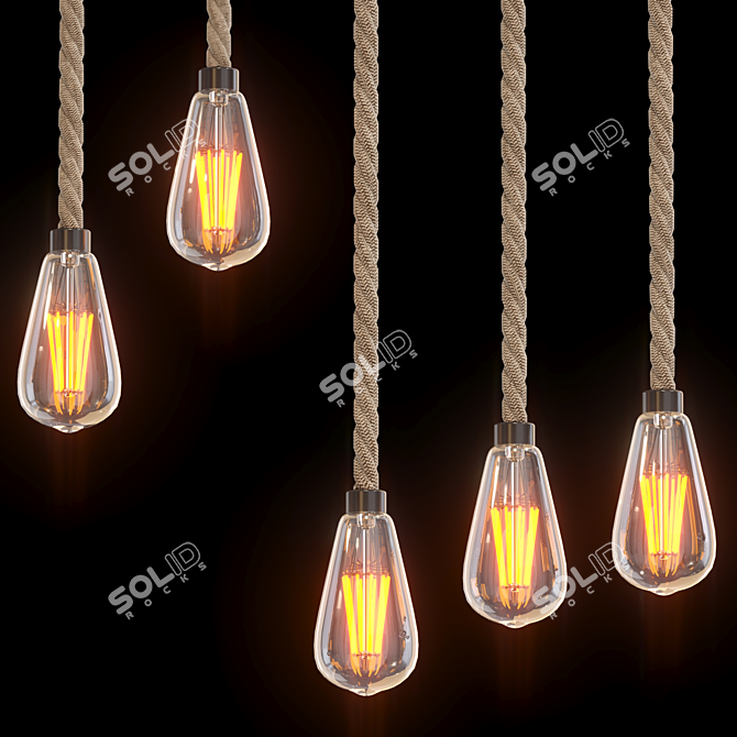 Vintage Edison Pendant Lighting 3D model image 2