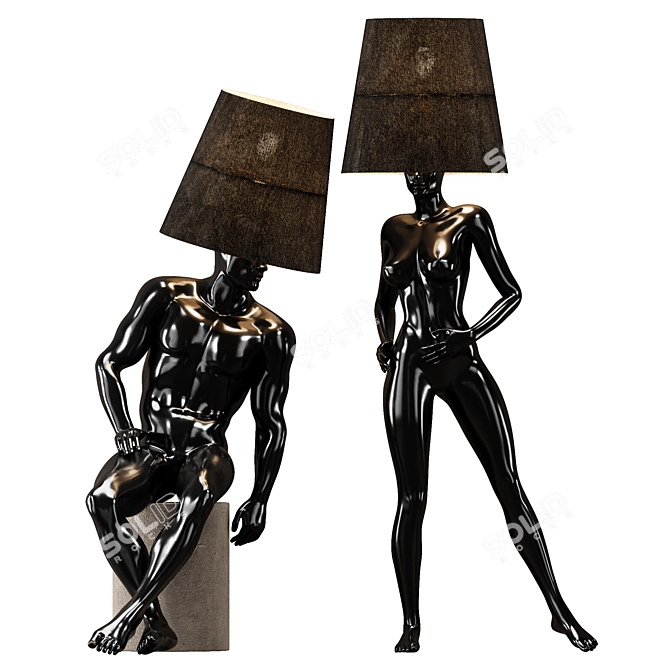 Modern Human Figure Floor Lamp 3D model image 1