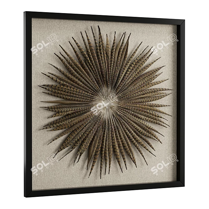 Pheasant Feather Starburst Shadow Box 3D model image 1