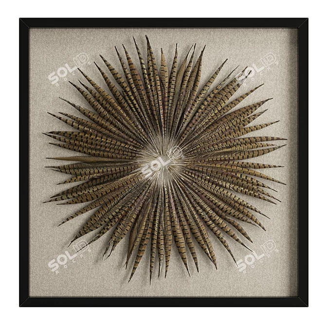 Pheasant Feather Starburst Shadow Box 3D model image 2