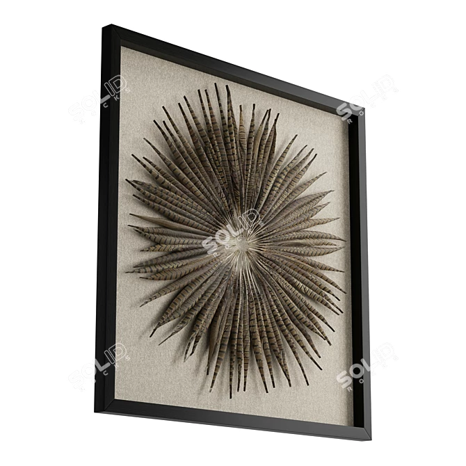 Pheasant Feather Starburst Shadow Box 3D model image 3