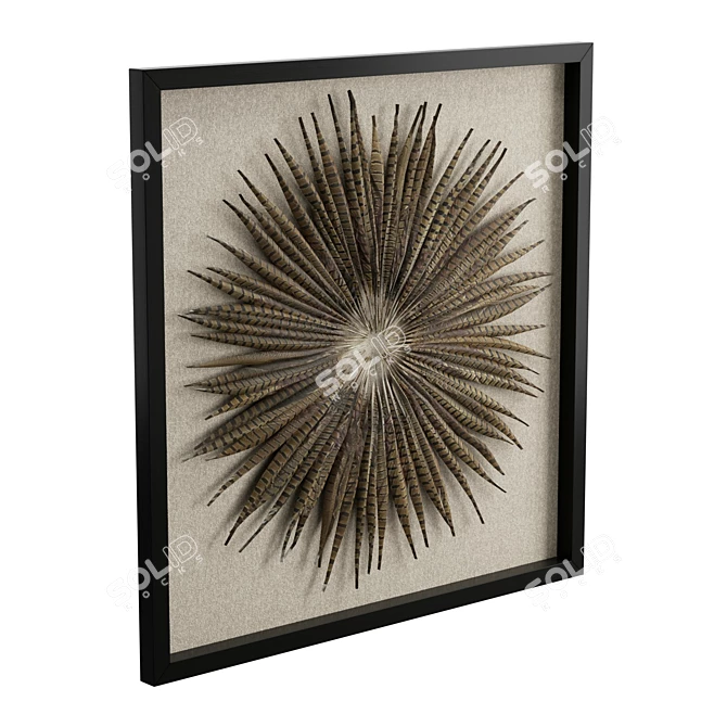 Pheasant Feather Starburst Shadow Box 3D model image 4