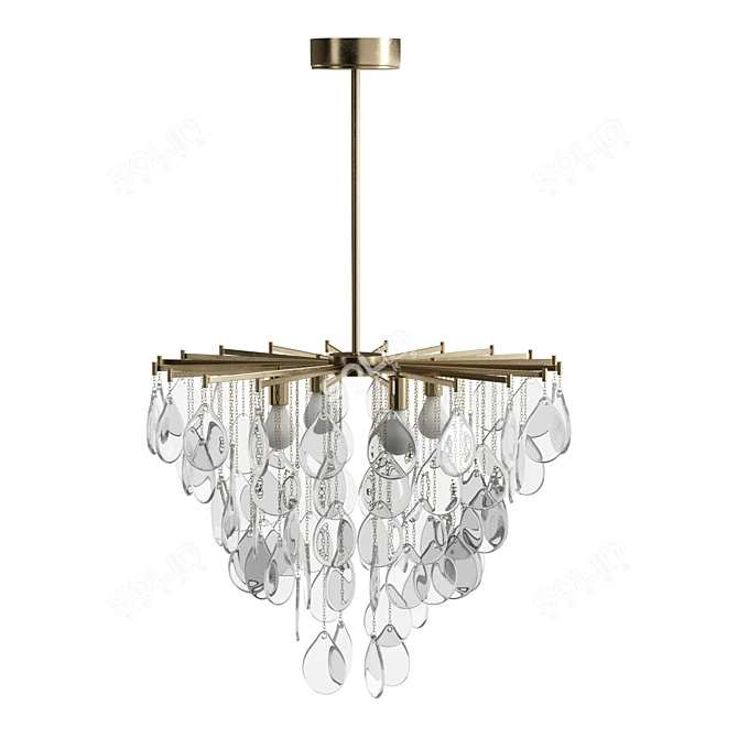 Elegant Seeded Glass Pendant Light 3D model image 3