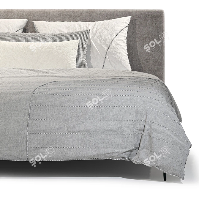 Elegant Fabric Double Bed 3D model image 3