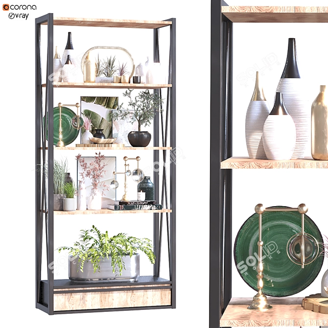 Modern Shelf Set for Decor 3D model image 1