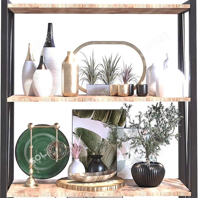 Modern Shelf Set for Decor 3D model image 2