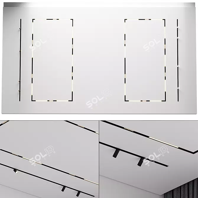 Shadow Seam Ceiling with Track Lights 3D model image 2