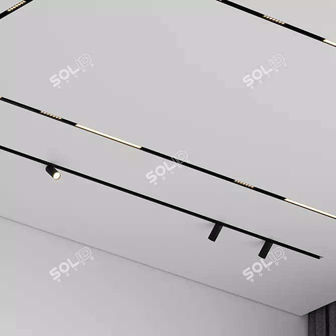 Shadow Seam Ceiling with Track Lights 3D model image 5