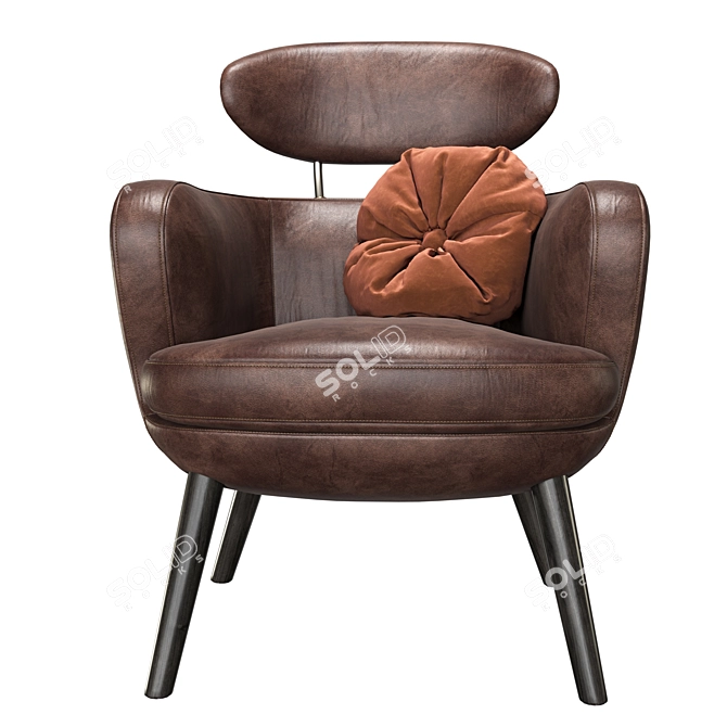 Luxury Leather Armchair in Cigar Vintage 3D model image 3