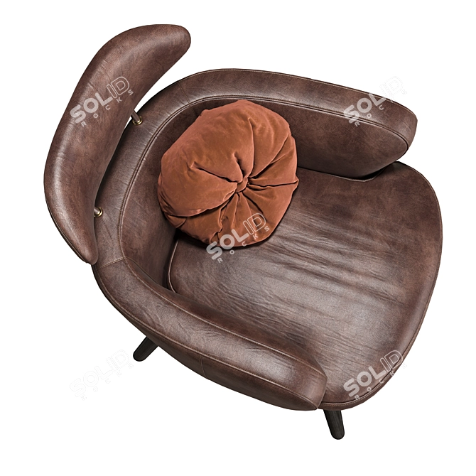 Luxury Leather Armchair in Cigar Vintage 3D model image 4
