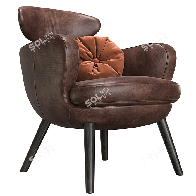Luxury Leather Armchair in Cigar Vintage 3D model image 5