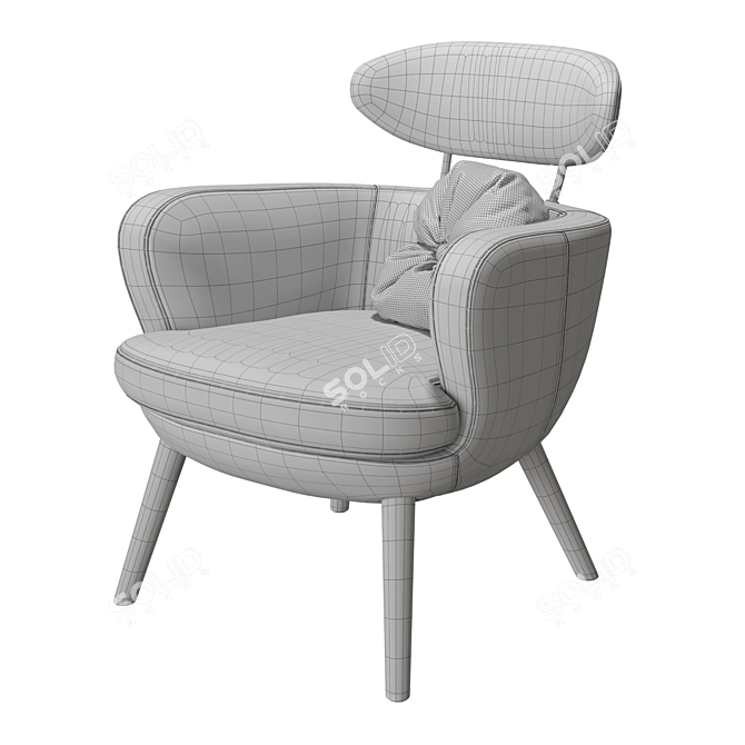 Luxury Leather Armchair in Cigar Vintage 3D model image 6