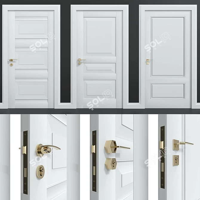 Brush Metal Doors & Handles 3D model image 1