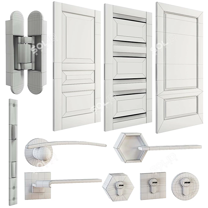 Brush Metal Doors & Handles 3D model image 3