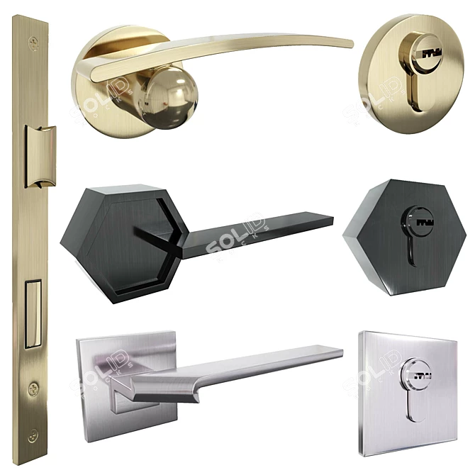 Brush Metal Doors & Handles 3D model image 6