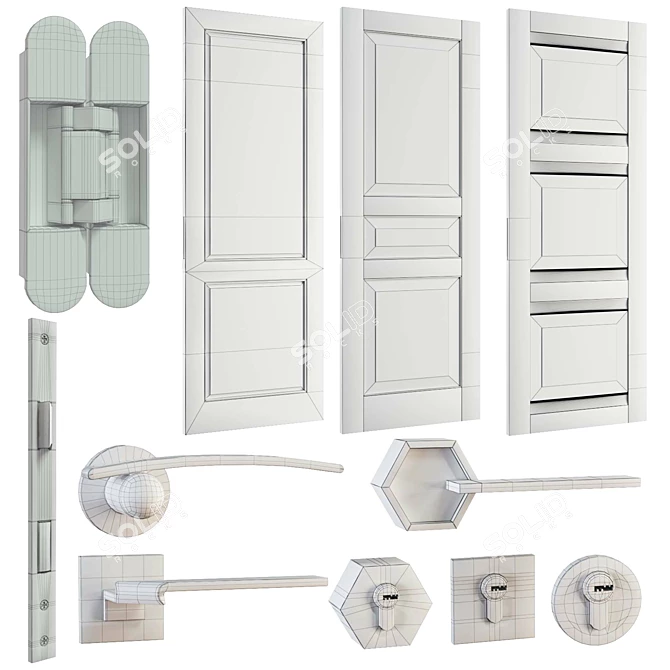 Brush Metal Doors & Handles 3D model image 8