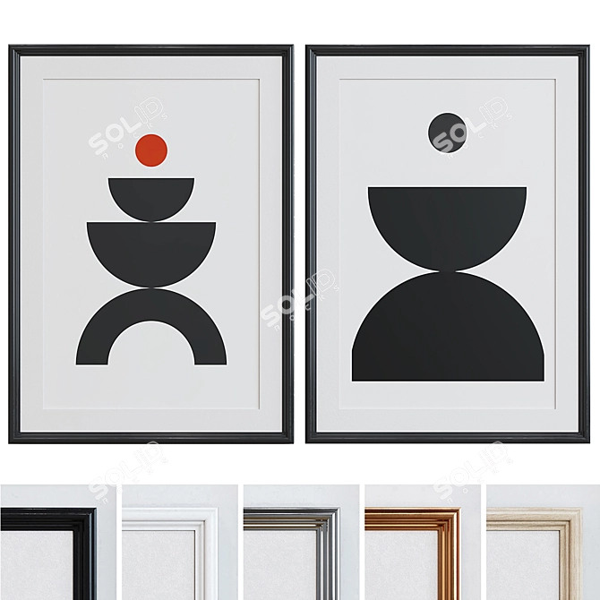 Abstract Modern Picture Frame Set 3D model image 1