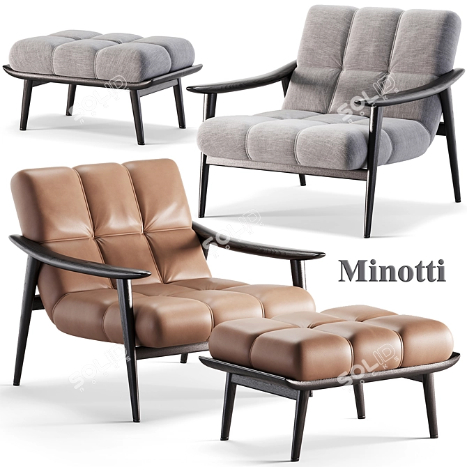 Modern Minotti Armchair 3D Model 3D model image 2