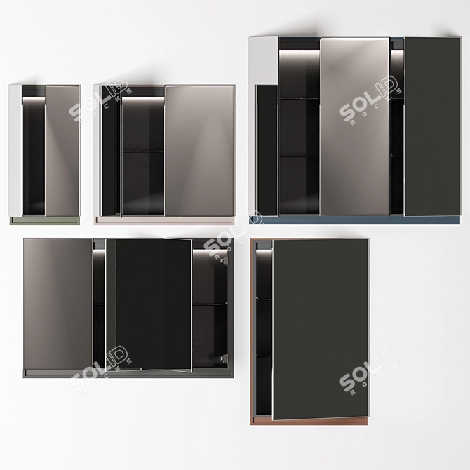 Sleek Recessed Furniture Units 3D model image 5