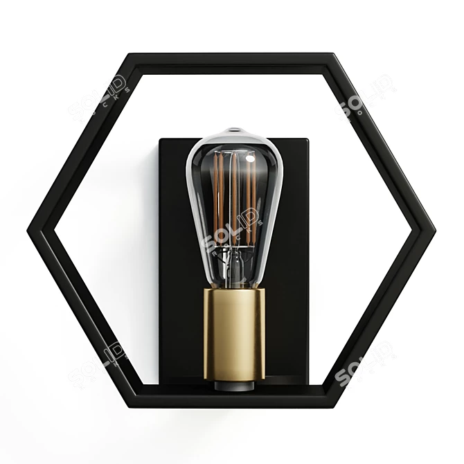 Title: Hexagon Gold Black Wall Sconce 3D model image 4