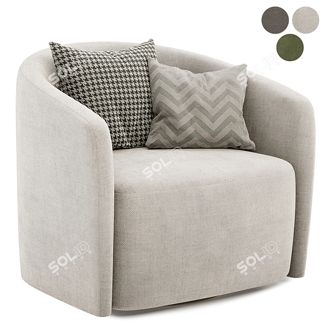 Mila Swivel Armchair - Elegant Comfort 3D model image 1