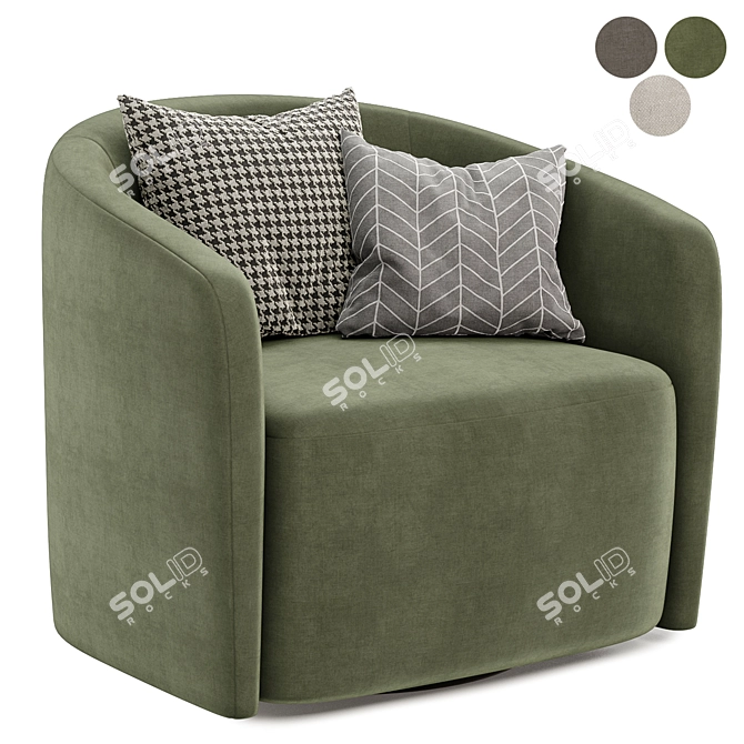 Mila Swivel Armchair - Elegant Comfort 3D model image 3