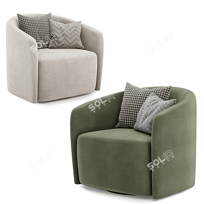 Mila Swivel Armchair - Elegant Comfort 3D model image 4